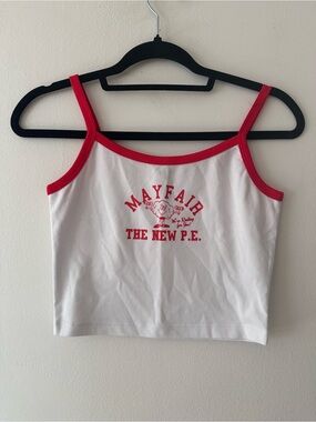 The Mayfair group tank red piping The new P. E cropped tank size m/l